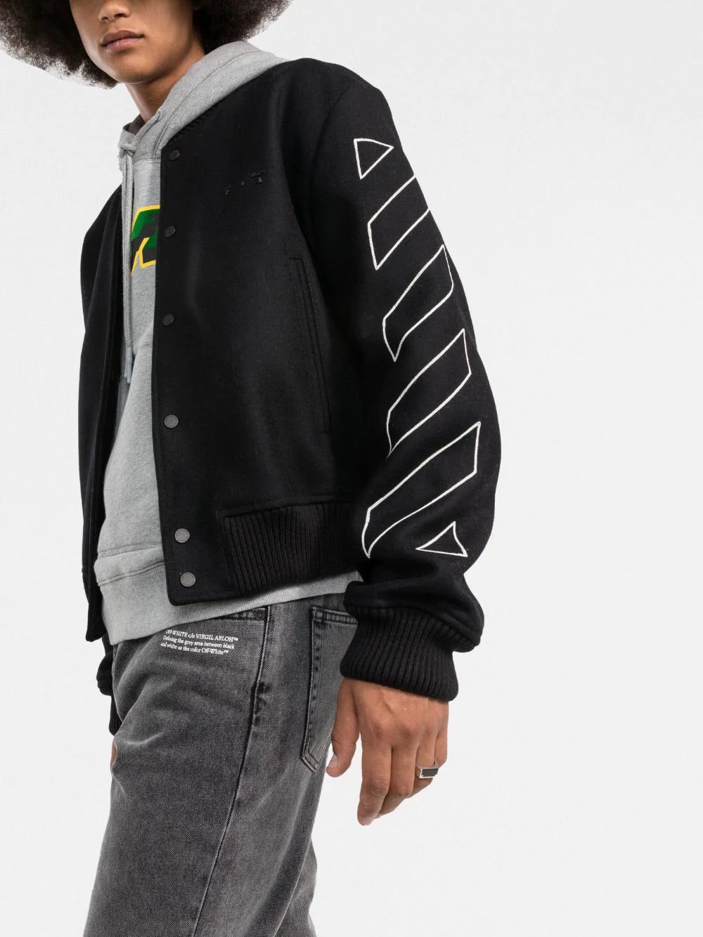 Off-White diagonal stripe varsity bomber jacket - Image 3