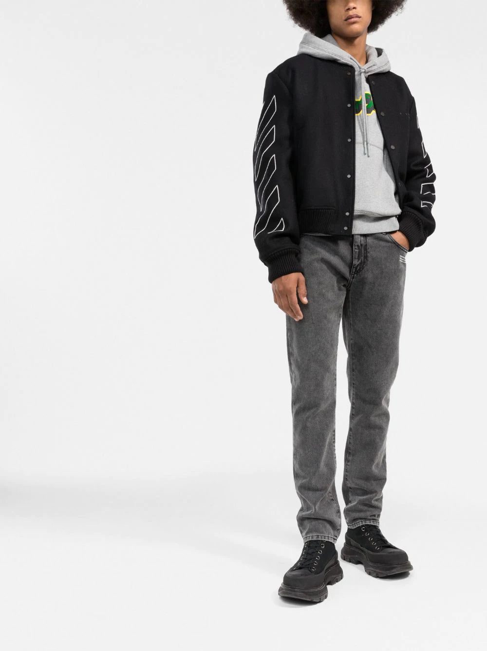 Off-White diagonal stripe varsity bomber jacket - Image 2