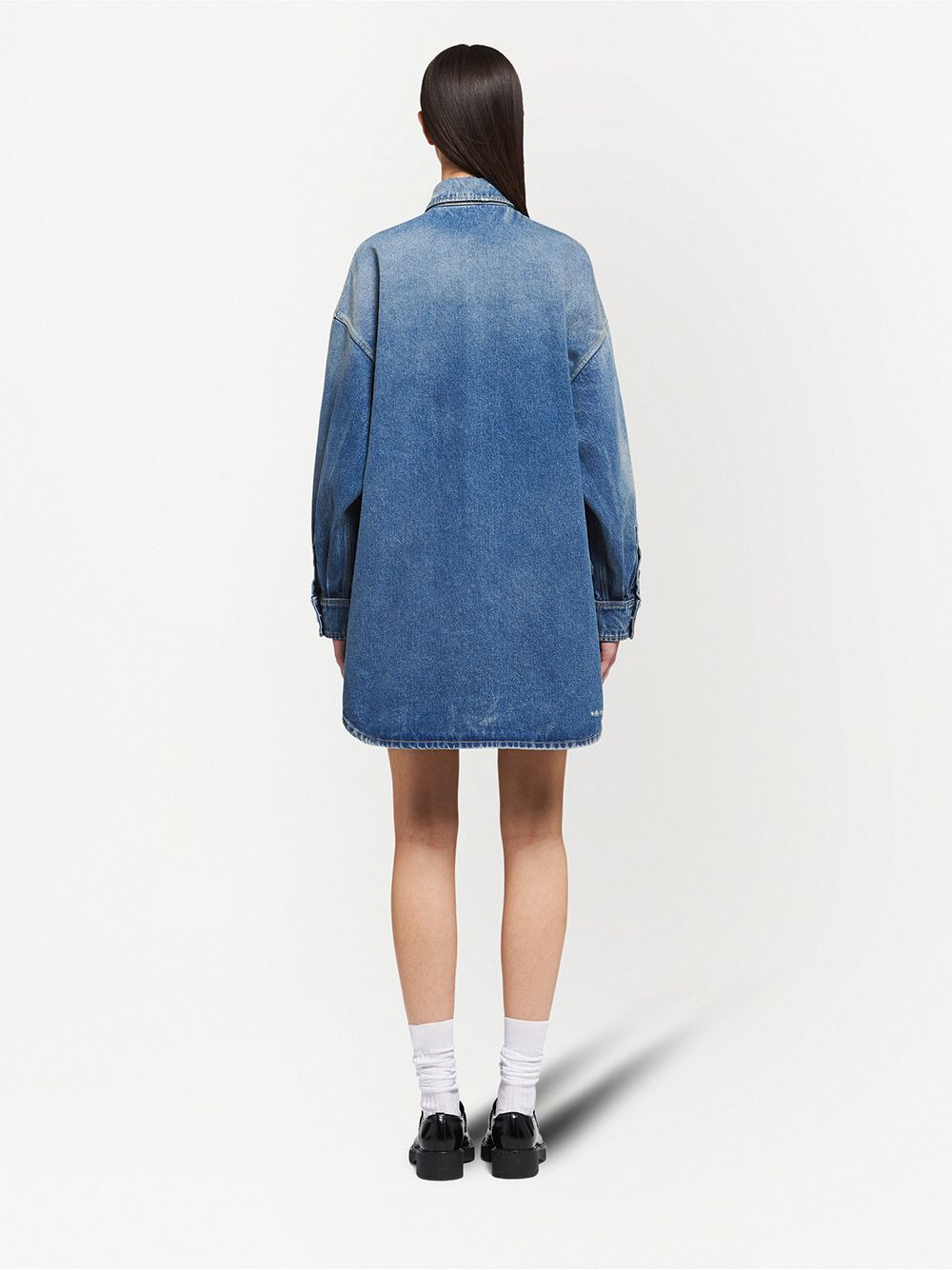 Prada triangle-logo denim shirt - Image 4