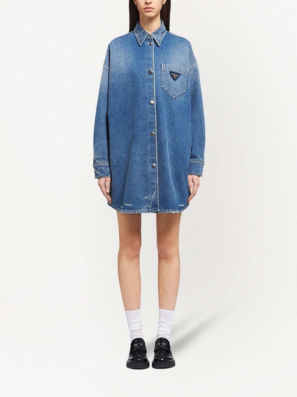 Prada triangle-logo denim shirt - Image 2