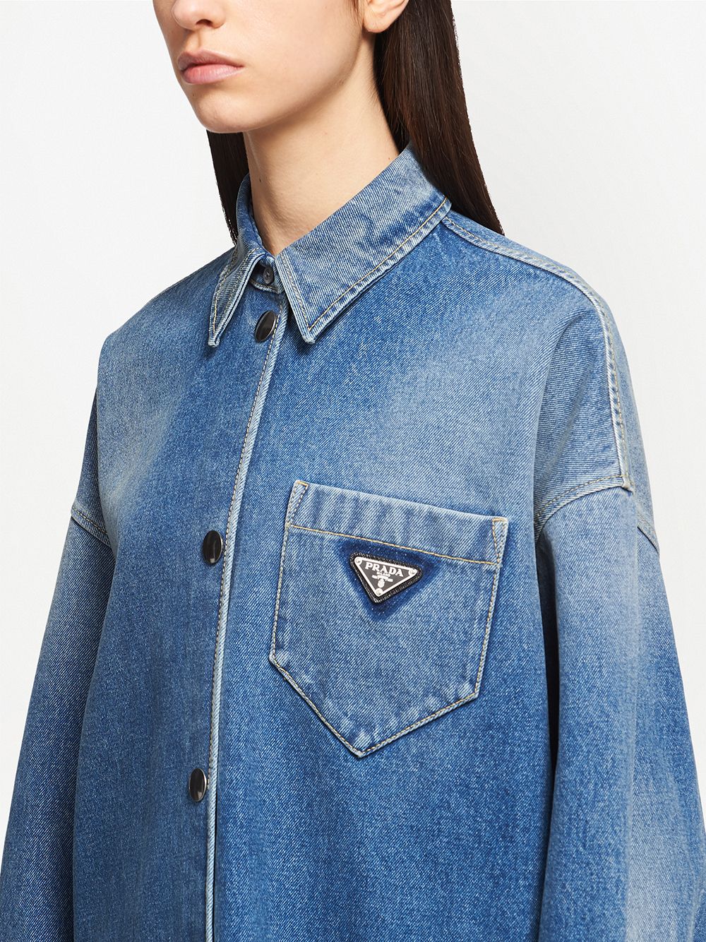 Prada triangle-logo denim shirt - Image 5