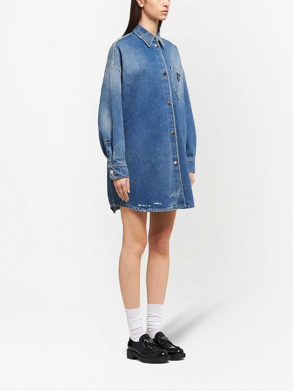 Prada triangle-logo denim shirt - Image 3