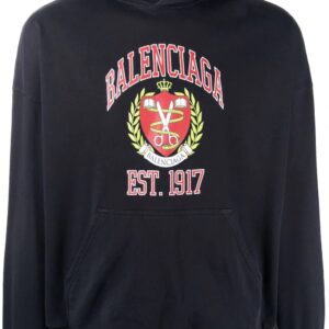 Balenciaga  crest-motif cotton hoodie