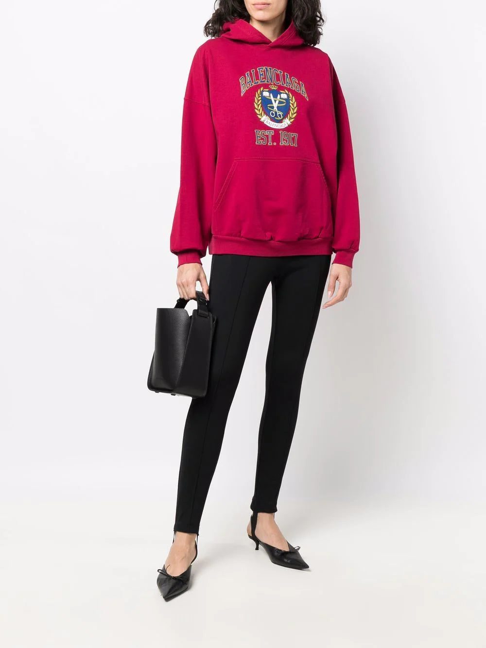 Balenciaga College logo-print oversized hoodie - Image 3