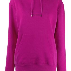 Saint Laurent  logo-print drawstring hoodie