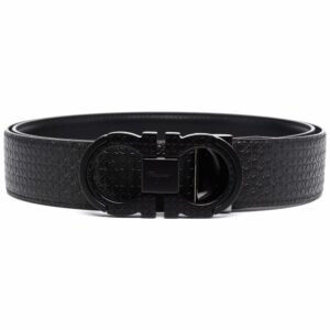 Ferragamo double gancini textured leather belt