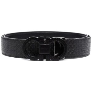 Ferragamo double gancini textured leather belt