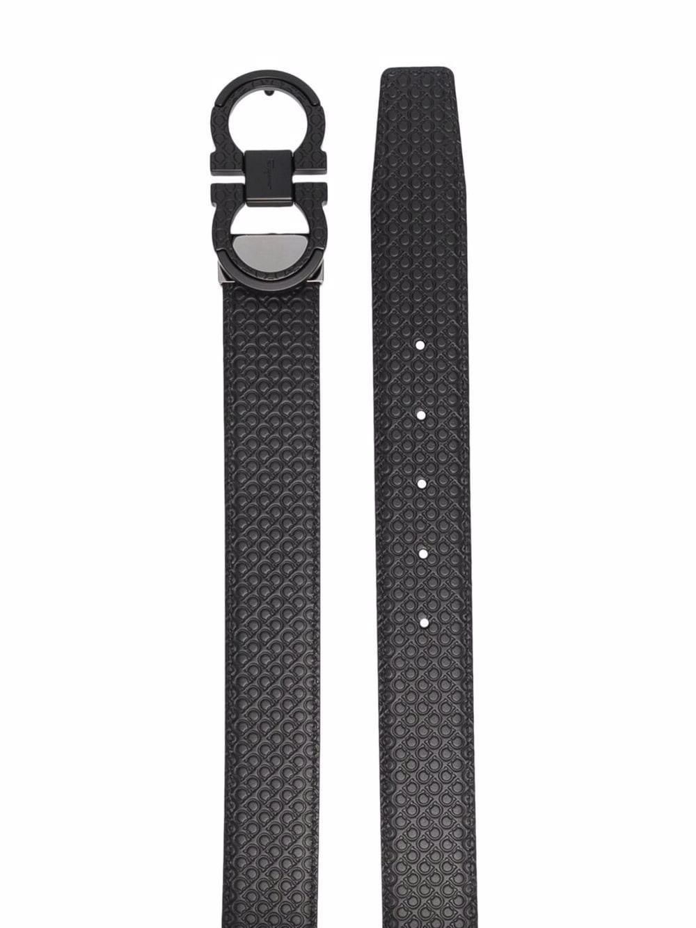 Ferragamo double gancini textured leather belt - Image 2