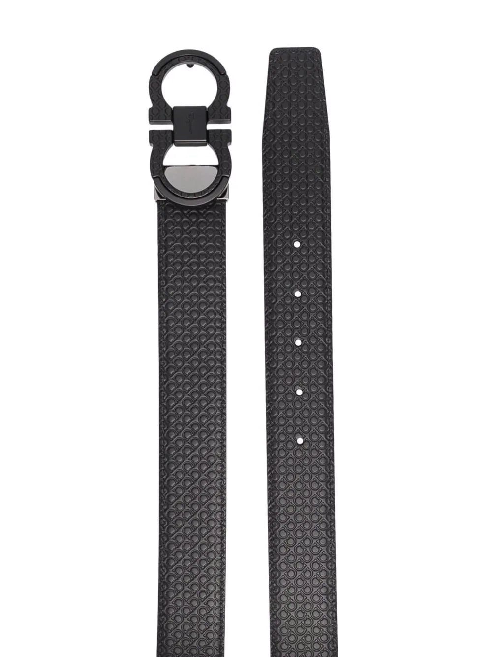 Ferragamo double gancini textured leather belt - Image 2