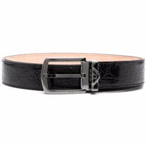 Ferragamo crinkled leather buckle belt