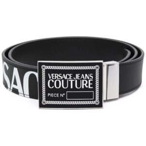 Versace logo plaque leather belt