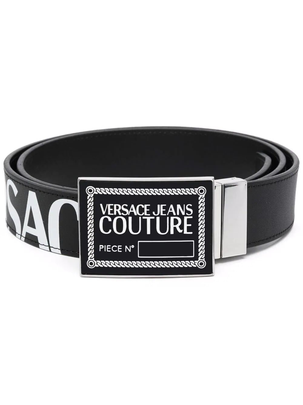 Versace logo plaque leather belt