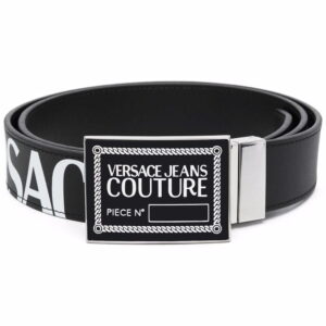 Versace logo plaque leather belt