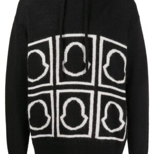 Moncler logo-intarsia knitted hoodie