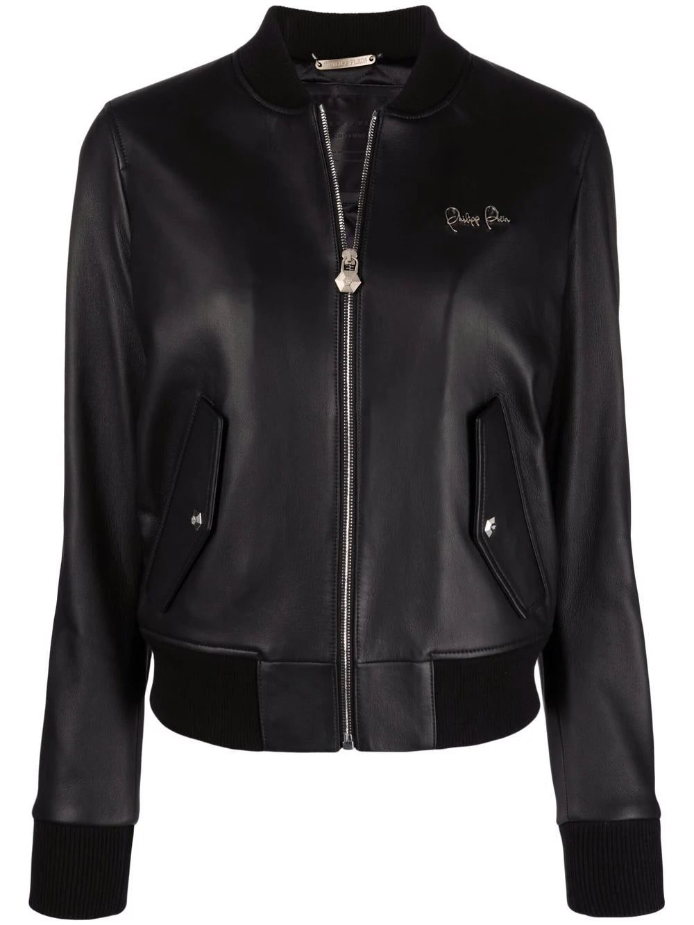 Philipp Plein leather bomber jacket