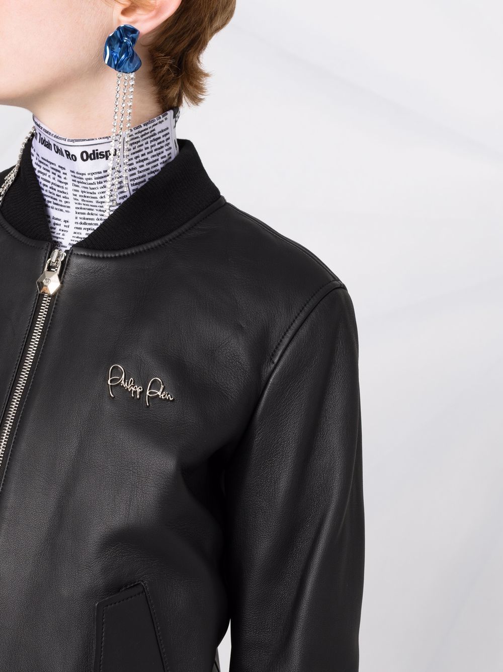 Philipp Plein leather bomber jacket - Image 3