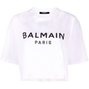 Balmain  cropped logo-print T-shirt