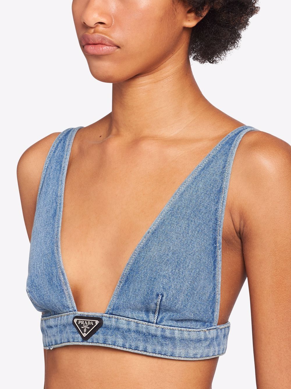 Prada triangle-logo denim bralette - Image 5