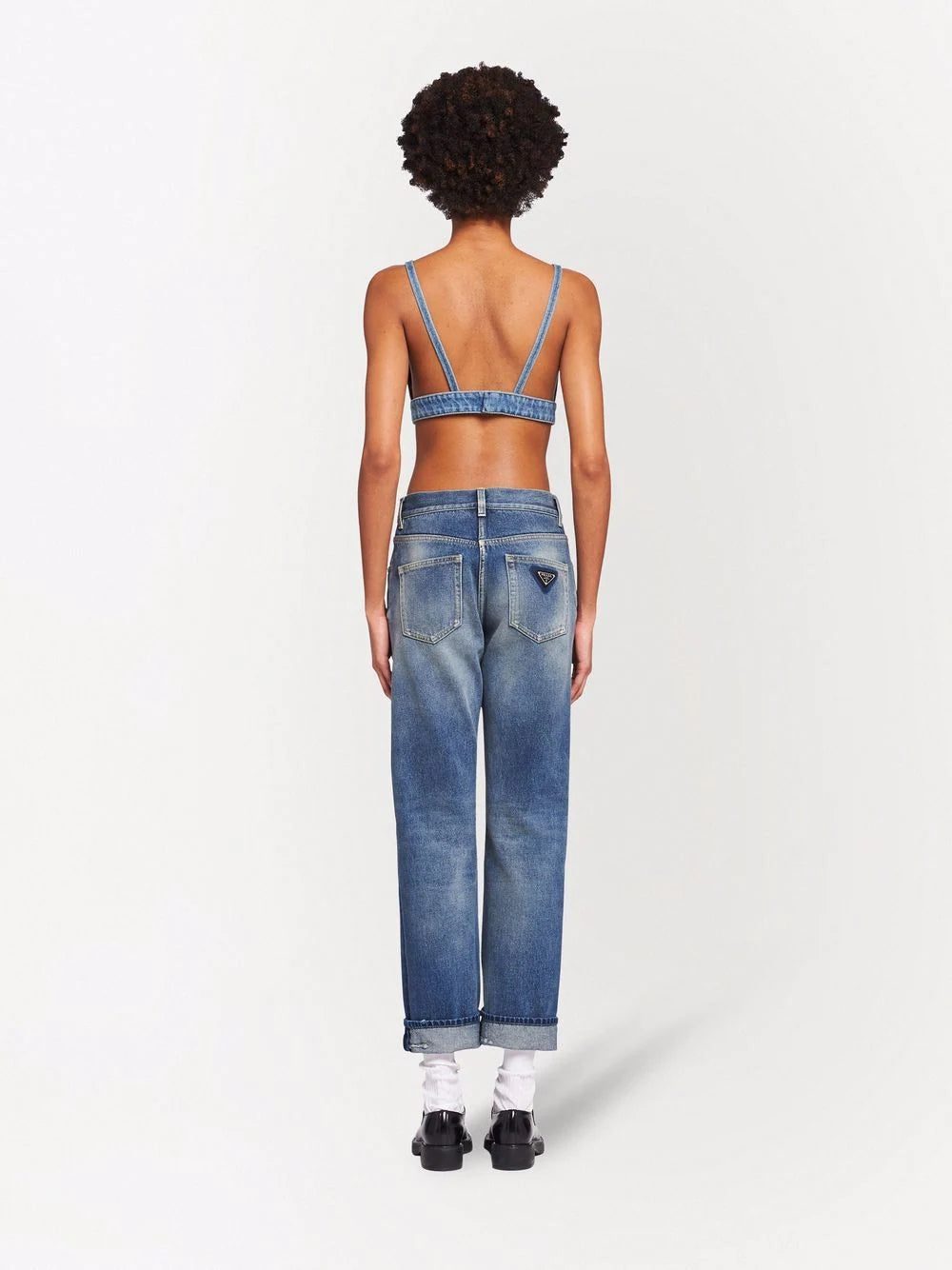 Prada logo-plaque denim top - Image 3