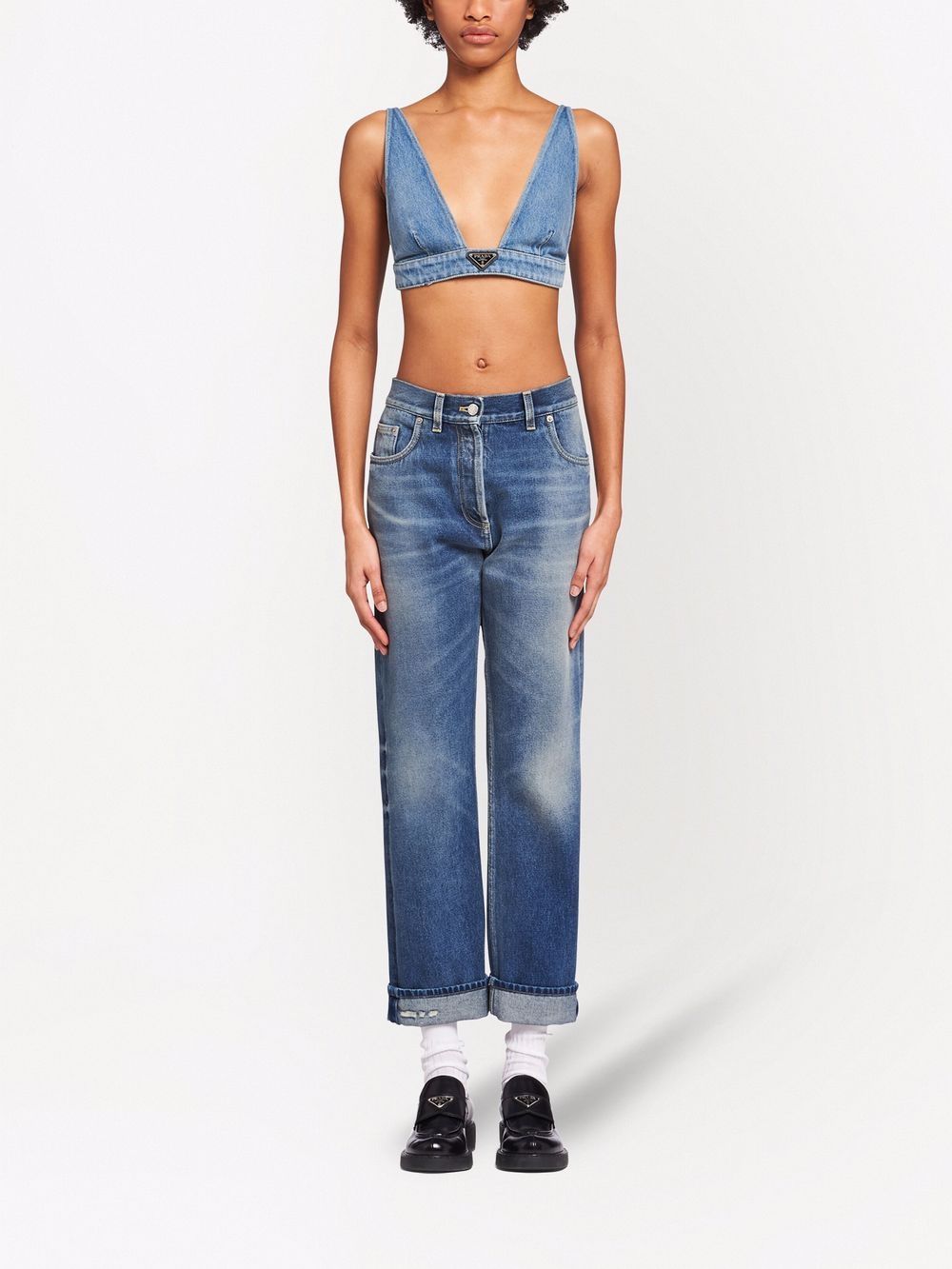 Prada triangle-logo denim bralette - Image 2