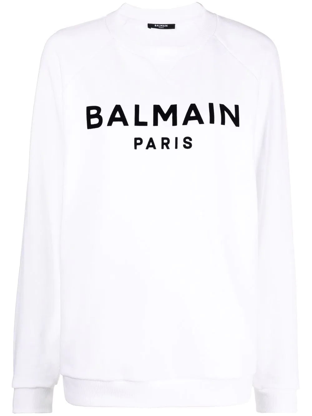 Balmain flocked logo-print raglan-sleeve sweatshirt