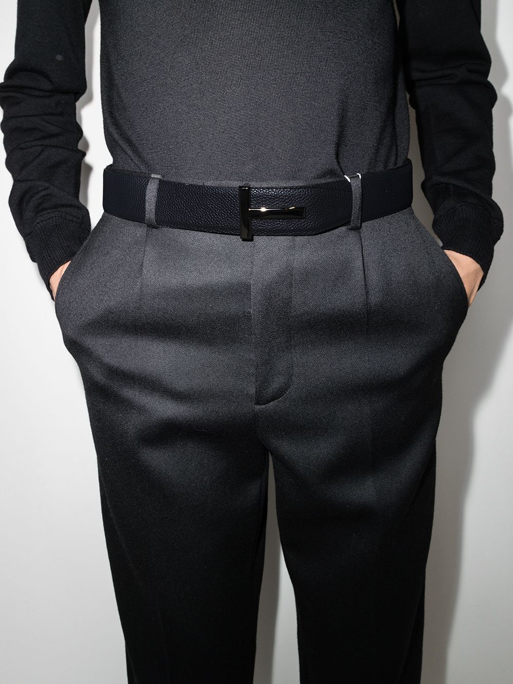 Tom Ford T logo-buckle reversible leather belt - Image 2