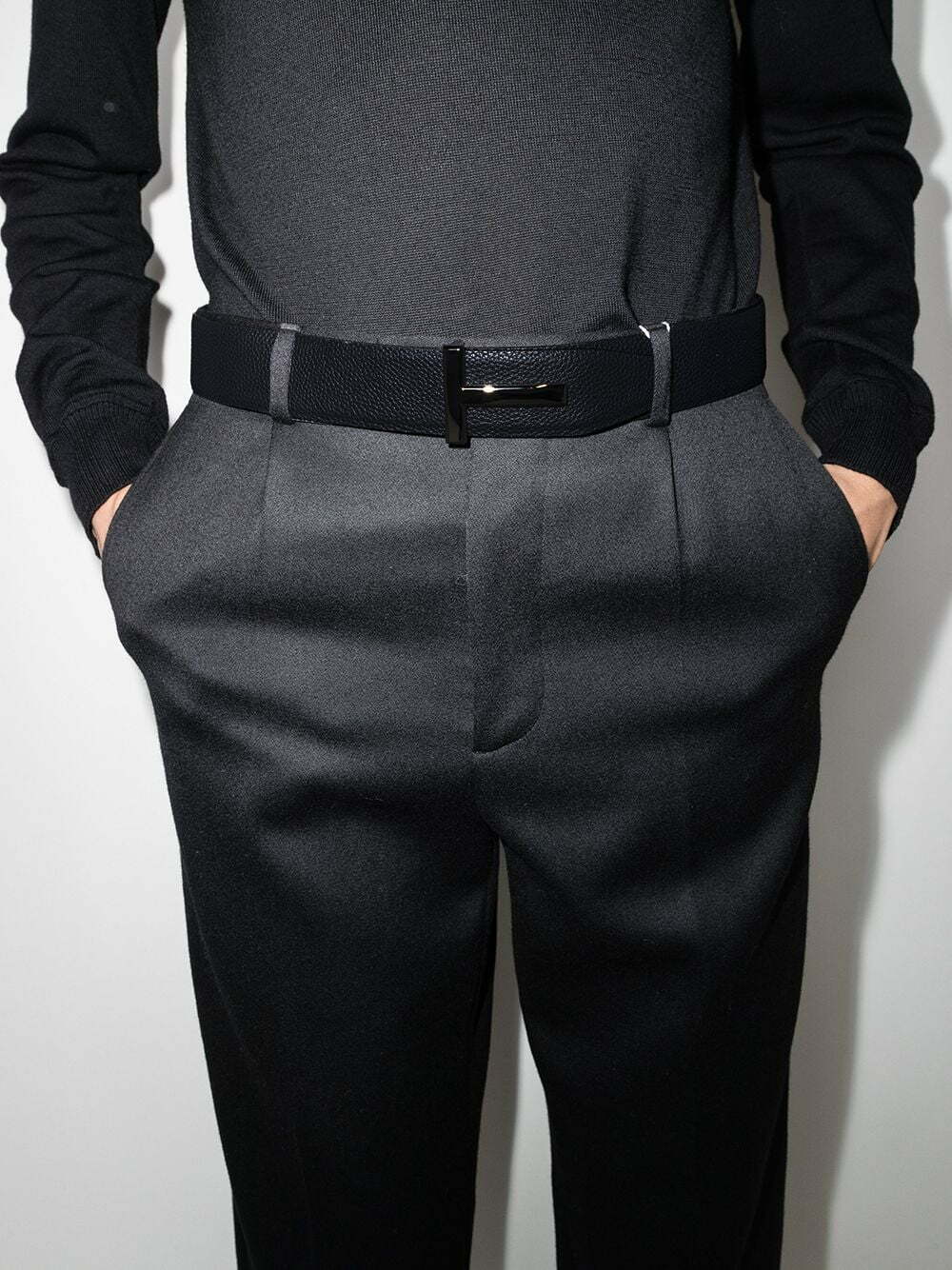 Tom Ford T logo-buckle reversible leather belt - Image 2