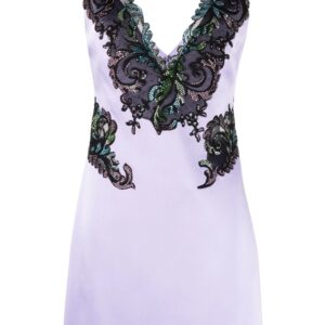 Versace  crystal-embellished lace-panelled dress