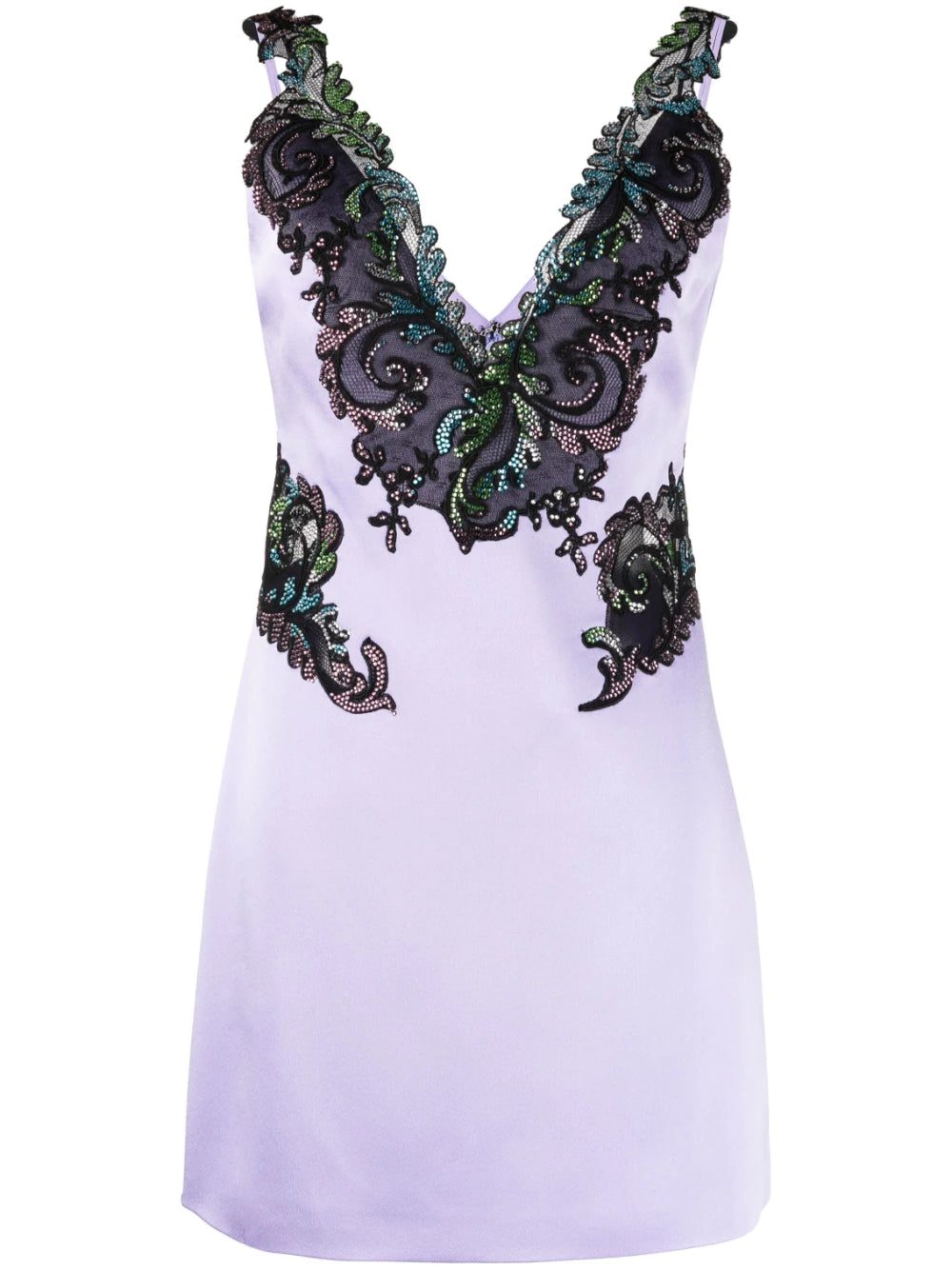 Versace crystal-embellished lace-panelled dress