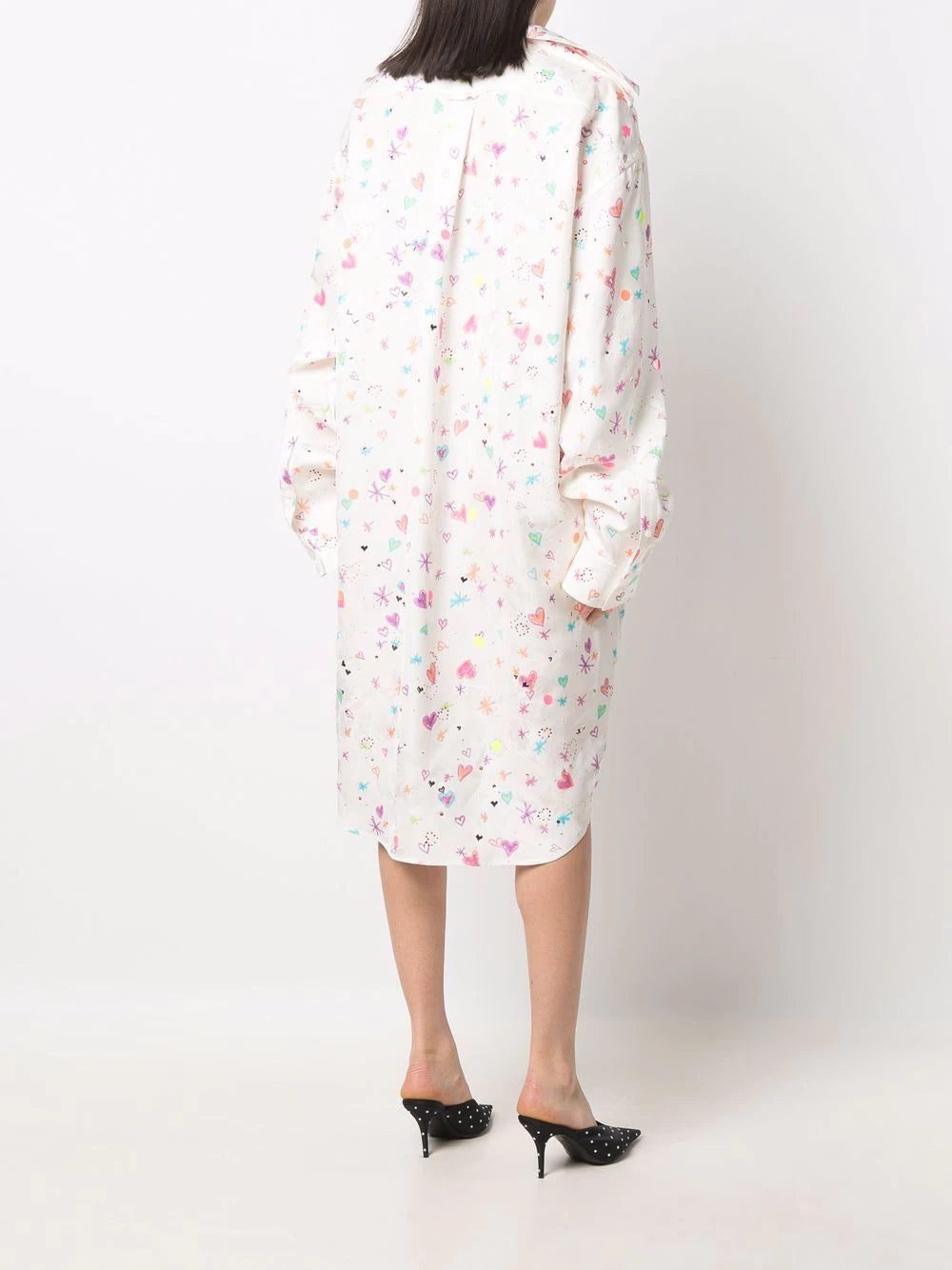Balenciaga heart-print twisted shirt dress - Image 4