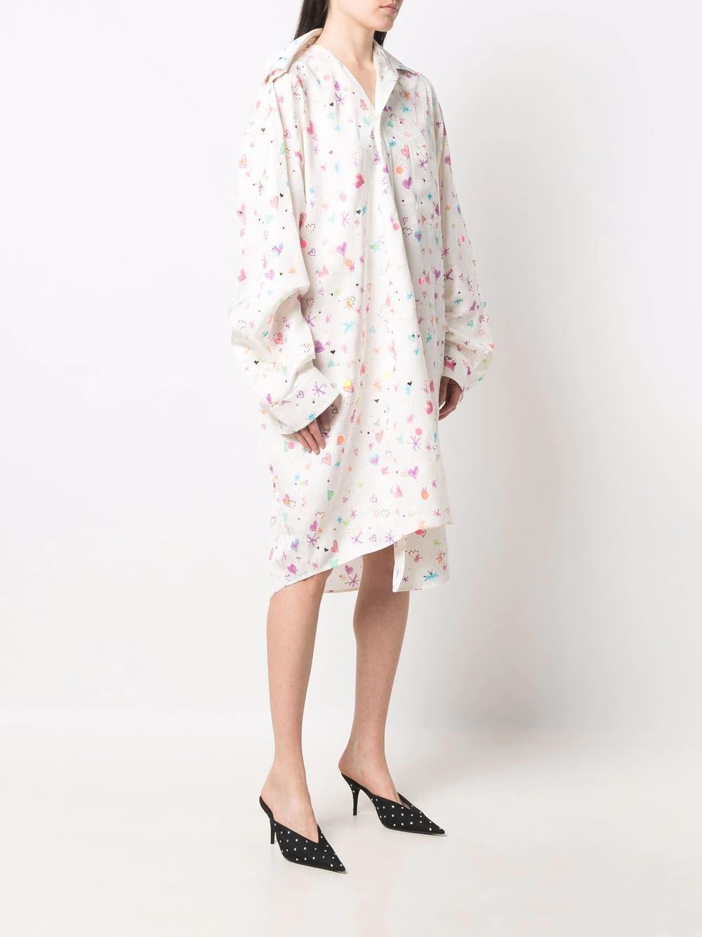 Balenciaga heart-print twisted shirt dress - Image 3