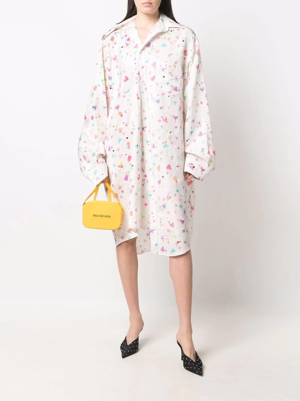 Balenciaga heart-print twisted shirt dress - Image 2