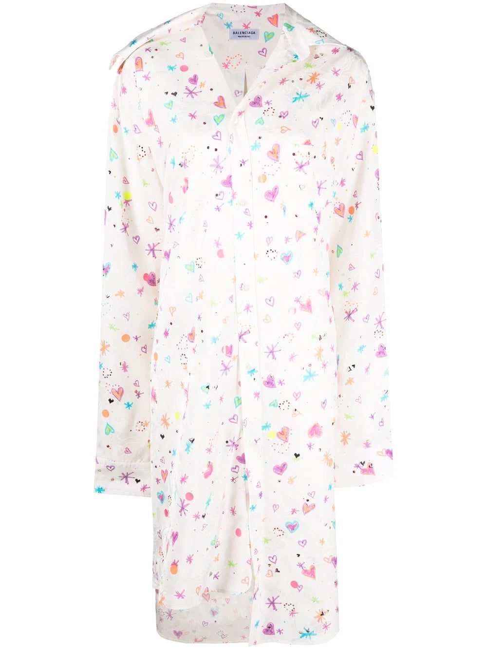 Balenciaga heart-print twisted shirt dress