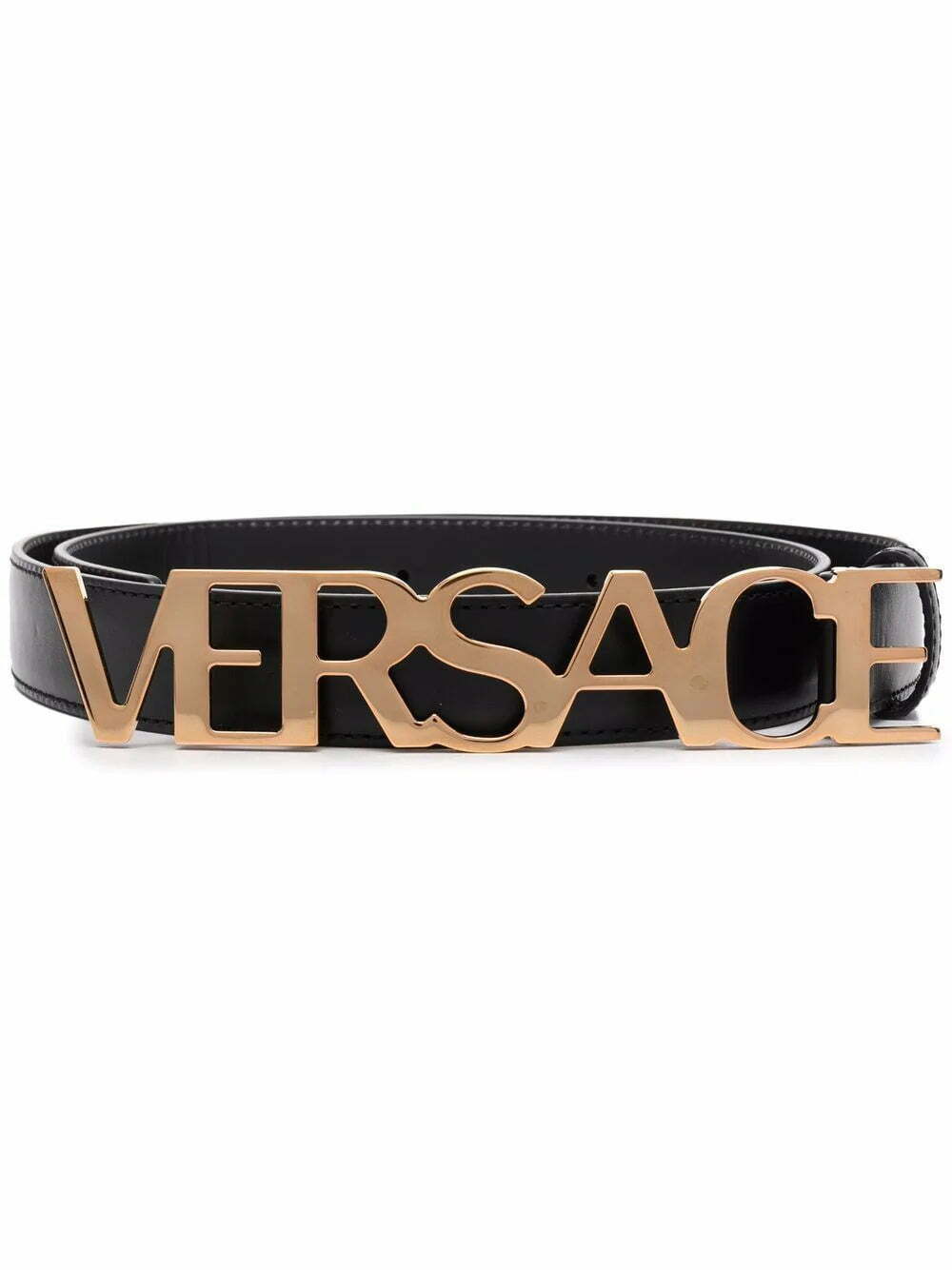 Versace logo-plaque leather belt