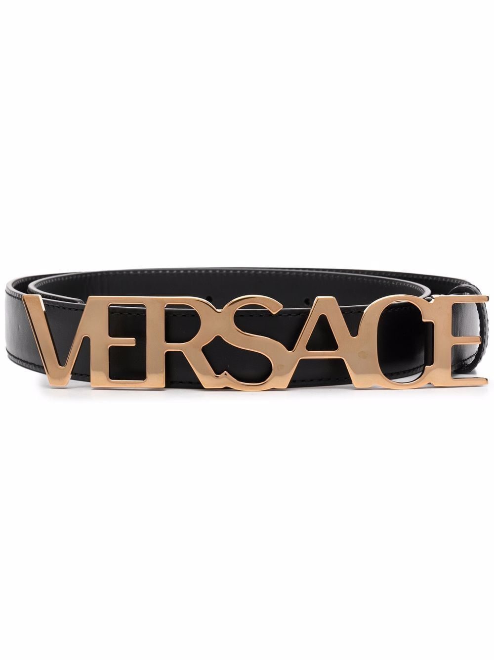 Versace logo-plaque leather belt