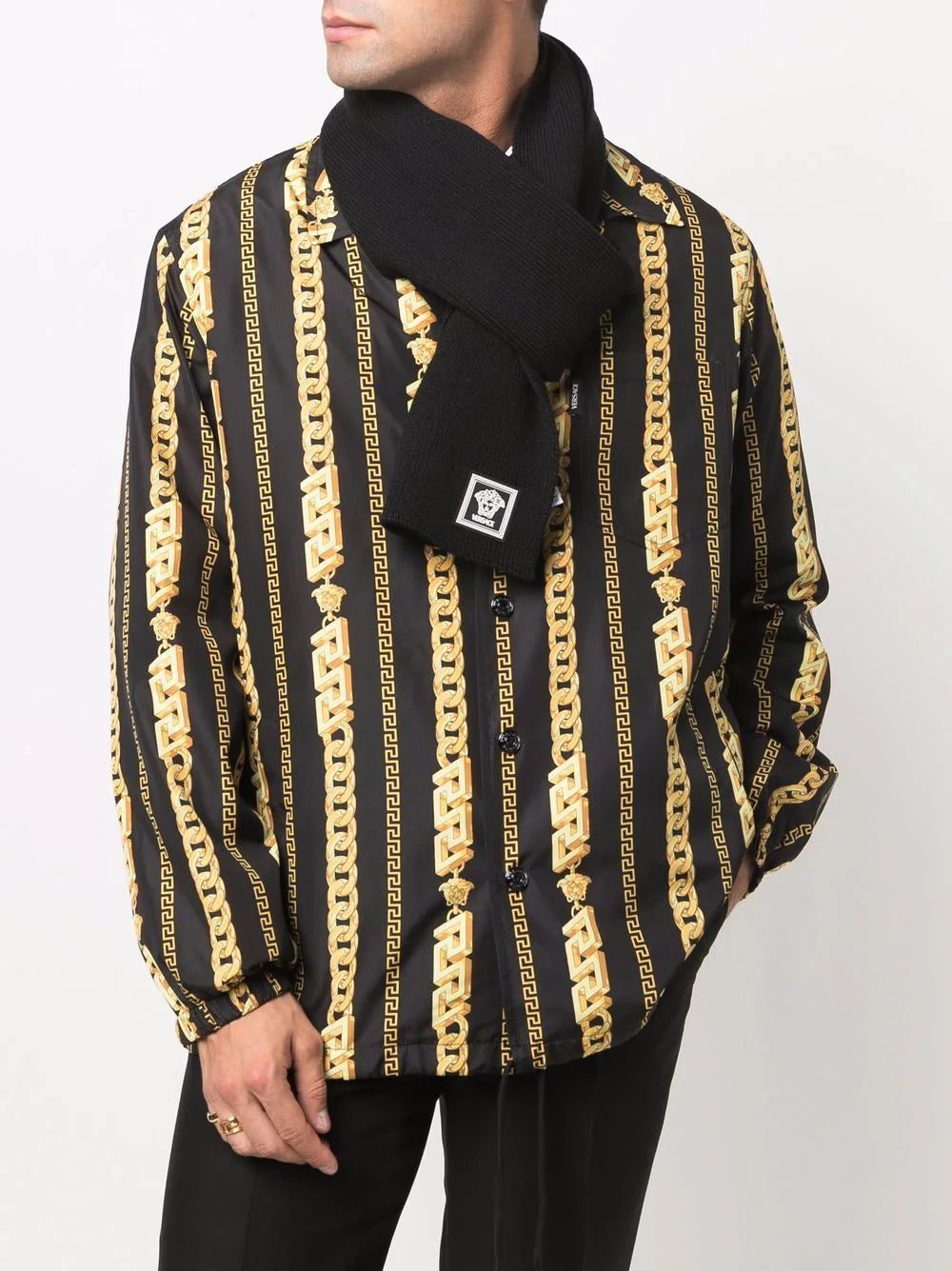 Versace Medusa-patch knit scarf - Image 2