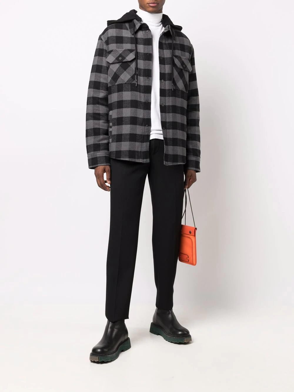 Off-white checked hooded shirt - Image 2