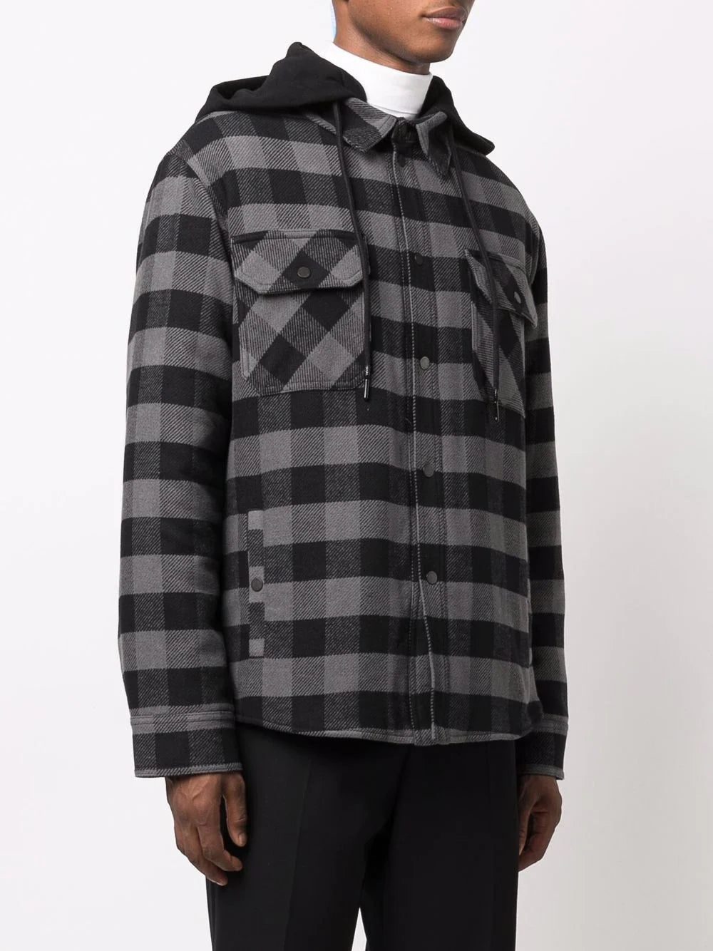 Off-white checked hooded shirt - Image 3