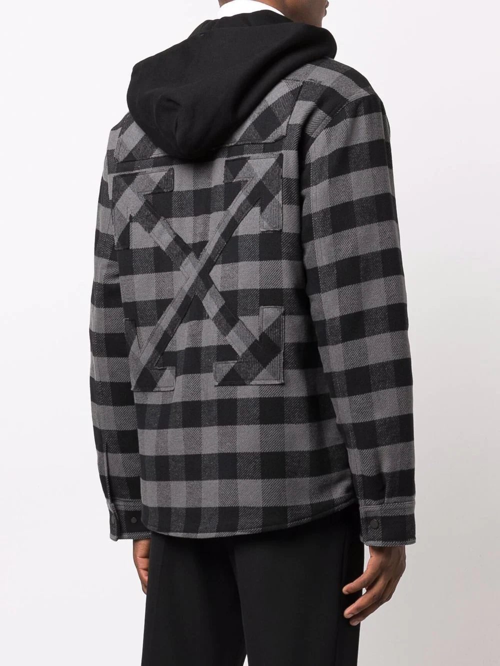 Off-white checked hooded shirt - Image 4