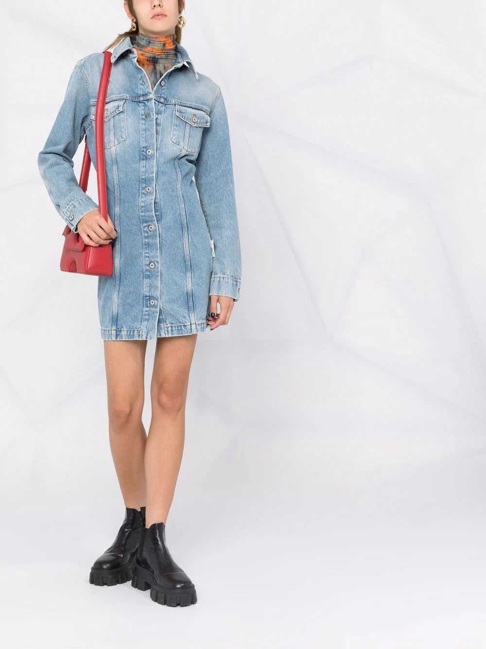 Off-White long-sleeve denim shirtdress - Image 2