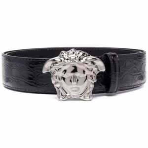 Versace Medusa-head crocodile-embossed belt