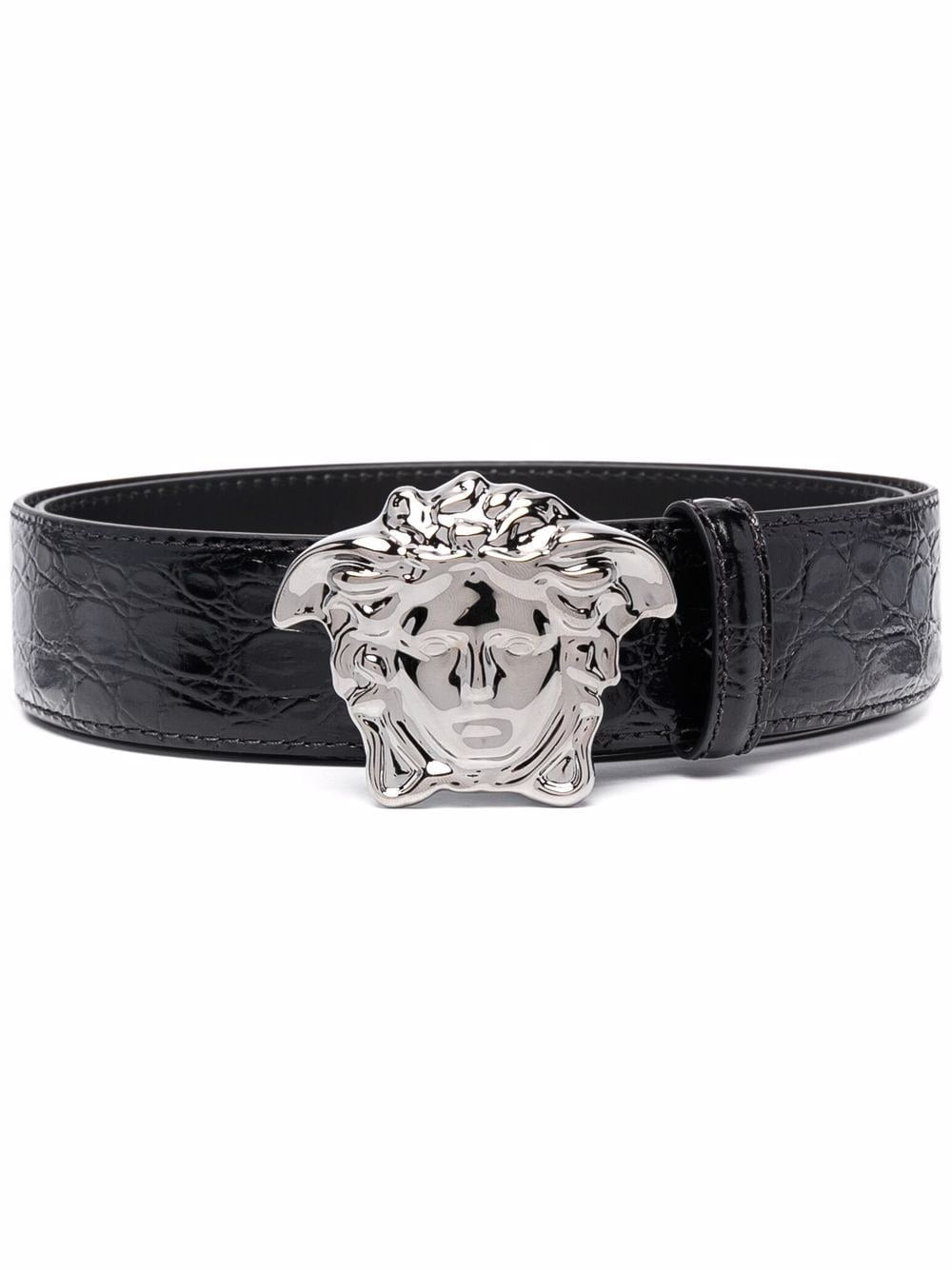 Versace Medusa-head crocodile-embossed belt