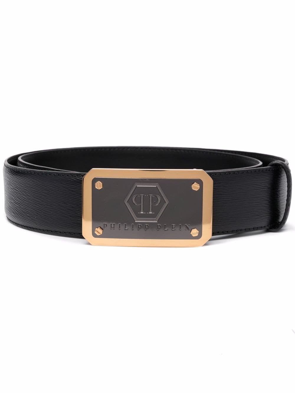 Louis Vuitton logo-plaque leather belt