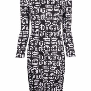 Philipp Plein gothic logo-print jersey dress