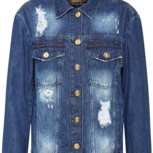 Philipp Plein  distressed embossed-button denim jacket