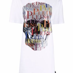 Philipp Plein Skull rhinestone logo T-shirt dress