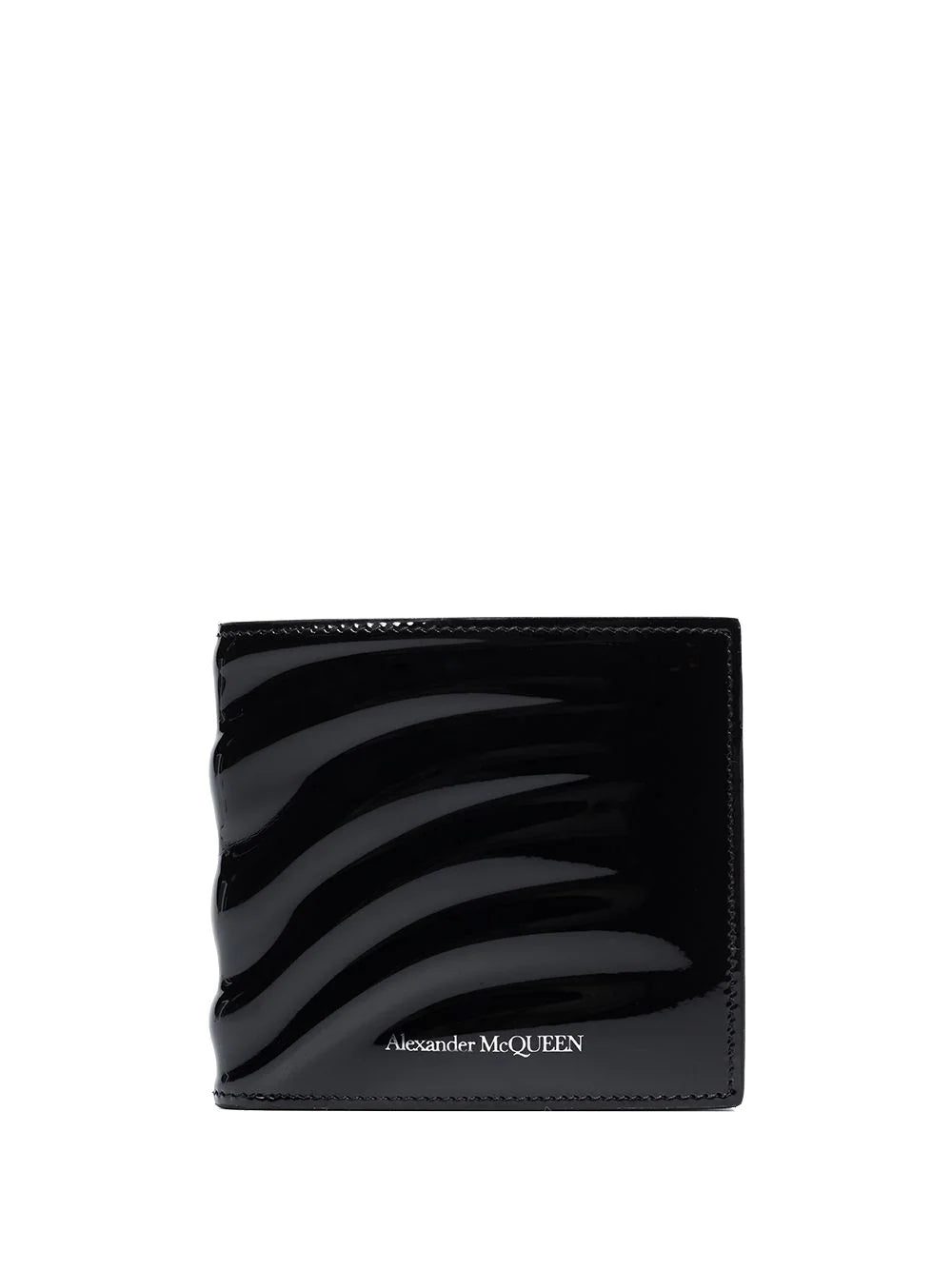 Alexander McQueen Rib 8cc patent leather bifold wallet