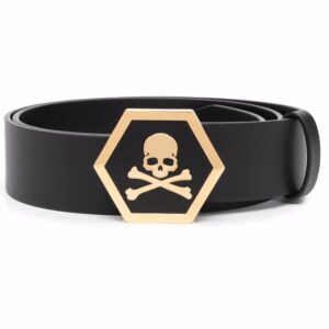 Louis Vuitton Bleather skull-buckle belt