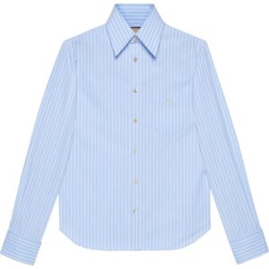 Gucci  logo-embroidered striped shirt