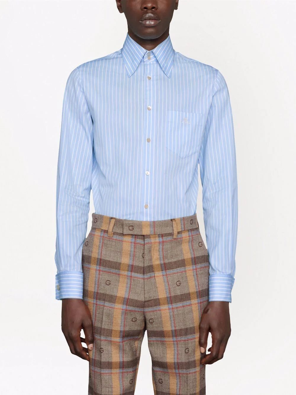 Gucci logo-embroidered striped shirt - Image 3